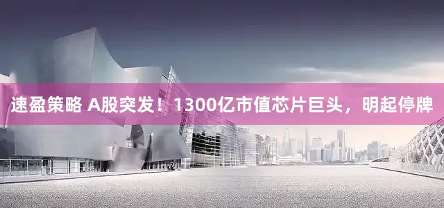 速盈策略 A股突发！1300亿市值芯片巨头，明起停牌