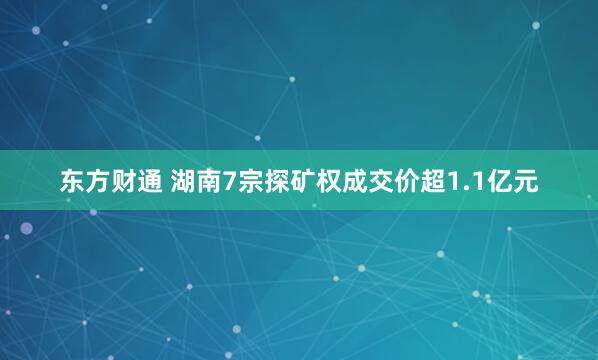 东方财通 湖南7宗探矿权成交价超1.1亿元
